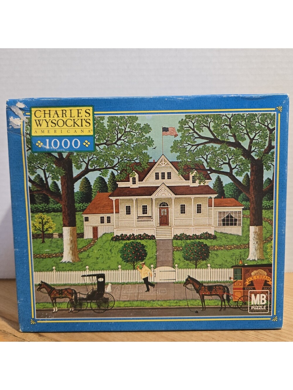 Charles Wysocki Americana Ice Cream & Hopscotch 1000 pc 22x25" Puzzle 2002 Vtg